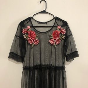 Sheer embroidered maxi dress